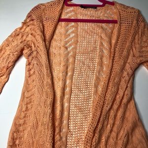 Cantaloupe colored, crocheted, sweater